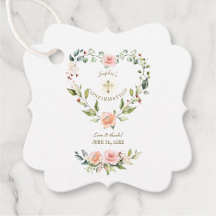 Etiquetas Para Lembrancinhas Confirmação da Dourada Garota Floral Blush