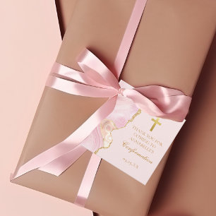 Etiquetas Para Lembrancinhas Confirmação Elegante Partido de Agato Dourado Rosa