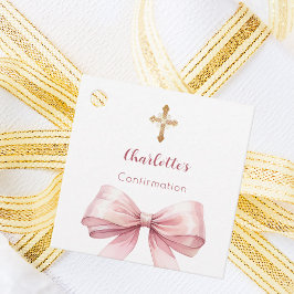 Etiquetas Para Lembrancinhas Confirmation blush pink bow cross girl DIY