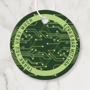 Etiquetas Para Lembrancinhas Conselho do Circuito do Computador Verde Mitzvah