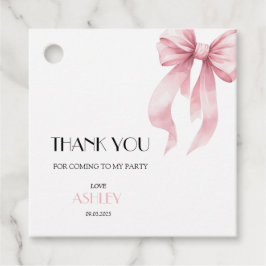 Etiquetas Para Lembrancinhas Convite de Aniversário com Laço Rosa para Meninas