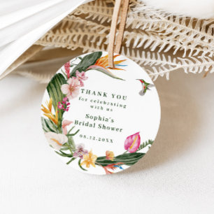 Etiquetas Para Lembrancinhas Convite de Chá de Noiva com Coroa Floral Tropical