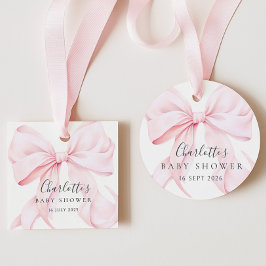 Etiquetas Para Lembrancinhas Coquette Bow Pink Baby Shower
