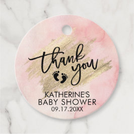 Etiquetas Para Lembrancinhas Cor d'água rosa Dourada Chá de fraldas do Traço do