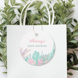 Etiquetas Para Lembrancinhas Cor d'água rosa e mint Suculta Chá de Menina