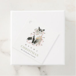 Etiquetas Para Lembrancinhas Cor de Água Moderna e Bonita Gato de Natal Mau