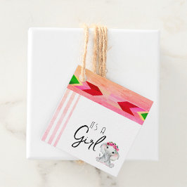 Etiquetas Para Lembrancinhas Cor-de-rosa moderno e monograma de elefante de Cin