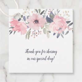 Etiquetas Para Lembrancinhas Cor-de-rosa pincelado no casamento quadrado branco
