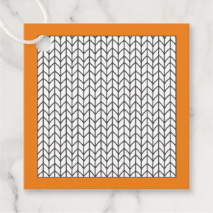 Etiquetas Para Lembrancinhas COR SEU PRÓPRIO Knitting Square Gift Tags / Laranj