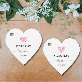 Etiquetas Para Lembrancinhas Coração Cor-de-Rosa do Chá de fraldas