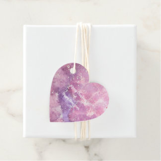 Etiquetas Para Lembrancinhas Coração em forma de Lilás Rosa em Aquarela