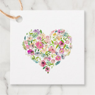 Etiquetas Para Lembrancinhas Coração Floral Branco Cor-de-Rosa 