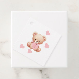 Etiquetas Para Lembrancinhas Corações Cor-de-Rosa do Urso Teddy