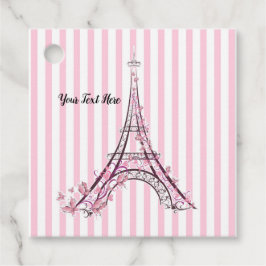 Etiquetas Para Lembrancinhas Corações Rosa e Borboletas Paris Torre Eiffel Fest