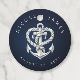 Etiquetas Para Lembrancinhas Corda Âncora Náutica do Coração Casamento Naval Co