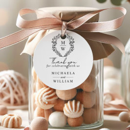 Etiquetas Para Lembrancinhas Coroa Botânica Simples e Elegante para Casamento