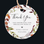 Etiquetas Para Lembrancinhas Coroa de Folhagem de Outono Rústico Obrigado<br><div class="desc">Coroa de folhagem de outono em aquarela rústica com etiquetas de agradecimento com padrão correspondente. As etiquetas apresentam belas folhas e galhos pintados em tons de marrom,  laranja e verde.</div>