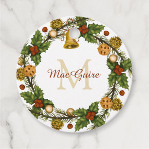 Etiquetas Para Lembrancinhas Coroa de Natal Elegante Vintage Monogramada
