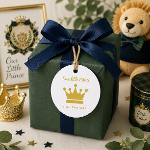 Etiquetas Para Lembrancinhas Coroa de Ouro Pequeno Príncipe Bebê Menino Chuveir