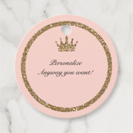 Etiquetas Para Lembrancinhas Coroa de Princesa Sweet 16 com Purpurina Dourada B