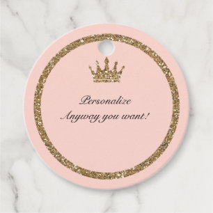Etiquetas Para Lembrancinhas Coroa de Princesa Sweet 16 Dourada com Lantejoulas