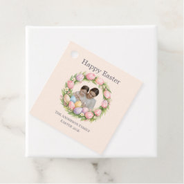 Etiquetas Para Lembrancinhas Coroa Floral e Foto da Família Páscoa Personalizad