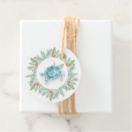 Etiquetas Para Lembrancinhas Costeira de Natal Tartaruga de Natal Aquarela