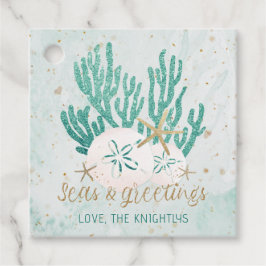 Etiquetas Para Lembrancinhas Costeira do Mar e Saudações Turquesa Glitter
