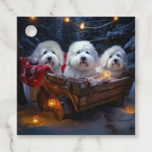 Etiquetas Para Lembrancinhas Coton De Tulear Snowy Sleigh Decência De Natal