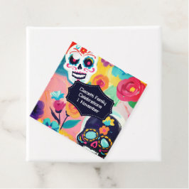 Etiquetas Para Lembrancinhas Crânio de açúcar Colorido do Dia De Los Muertos