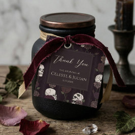 Etiquetas Para Lembrancinhas Crânio Floral Escuro Whimsigoth Casamento Agradeci
