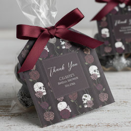 Etiquetas Para Lembrancinhas Crânio Gótico Escuro & Rosa, Obrigado Casamento