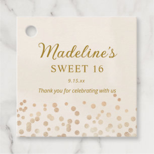 Etiquetas Para Lembrancinhas Creme Dourado Glitter Sweet 16 Obrigado