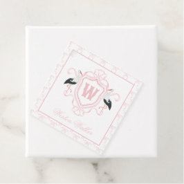 Etiquetas Para Lembrancinhas Crest Monograma Arco Cegonha Rosa Aquarela
