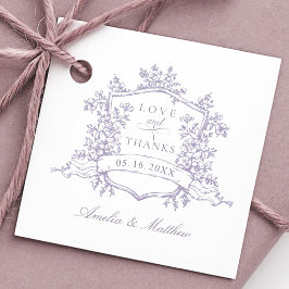 Etiquetas Para Lembrancinhas Crestas Florais Românticas Lavanda Amor e Obrigado