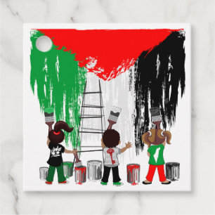 Etiquetas Para Lembrancinhas Crianças de Gaza pintando a bandeira da Palestina