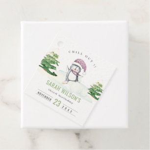 Etiquetas Para Lembrancinhas Crianças De Pinguim De Inverno De Pastel Cute, Qua