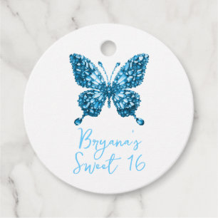 Etiquetas Para Lembrancinhas Cristal Água-Marinha Azul Borboleta Pedra de Nasci