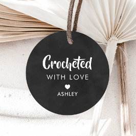Etiquetas Para Lembrancinhas Crocheted with Love, Handmade Gift Tag, Chalkboard