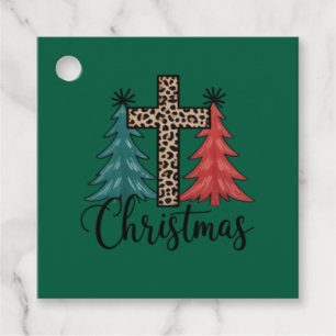 Etiquetas Para Lembrancinhas Cruz de Leopardo Árvores de Natal Cristãs 
