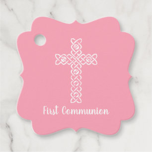 Etiquetas Para Lembrancinhas Cruz   Flamingo Pink Commune Baptism Christen