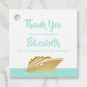 Etiquetas Para Lembrancinhas Cruzeiro Aniversário Personalizado Teal e Dourado