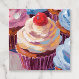 Etiquetas Para Lembrancinhas Cupcakes de Cereja Feliz Aniversário Festa