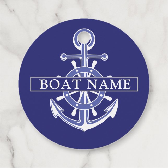 Etiquetas Para Lembrancinhas Custom boat captain name navy nautical sailor  (Verso)