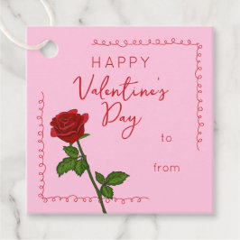 Etiquetas Para Lembrancinhas Custom Happy Valentine’s Day Rose Gift Tag