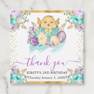 Etiquetas Para Lembrancinhas Cute Floral de Aquarela Frango e Ovos Aniversário