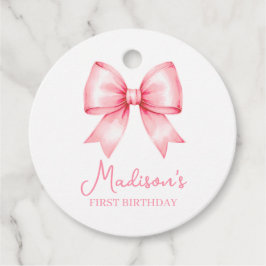 Etiquetas Para Lembrancinhas Cute Pink Bow Girl First Birthday