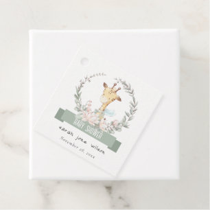 Etiquetas Para Lembrancinhas Cute Soft Safari Giraffe Floral Wreath Chá de fral