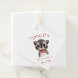 Etiquetas Para Lembrancinhas Cute Woodland Raccoon em Arco Tie Obrigado