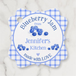 Etiquetas Para Lembrancinhas Da cozinha NAME com Amor Blueberry Blue Check